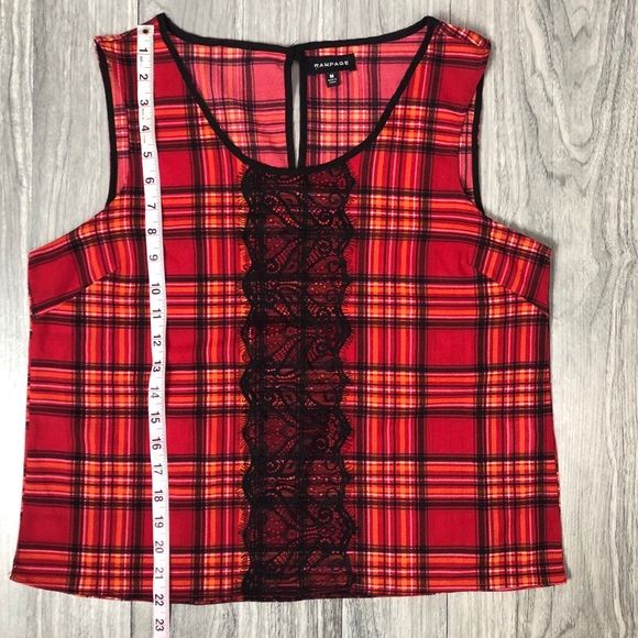 Plaid lace shell tank blouse medium - Picture 5 of 5